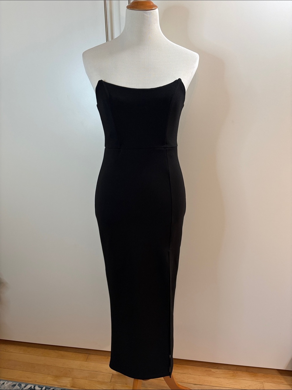🔥Hello Molly Black Sleek Strapless Sheath Dress Bodycon | M